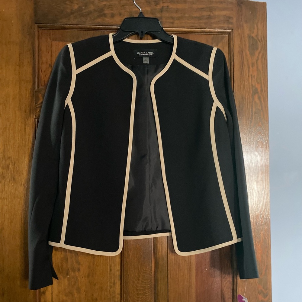 Brand new black with tan trim blazer